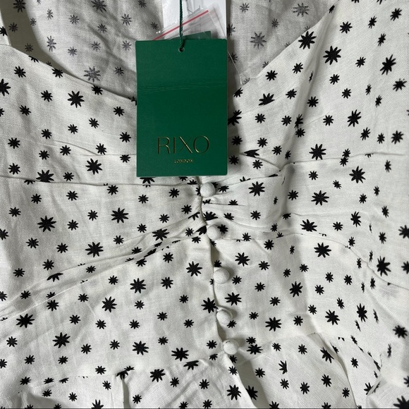 Rixo white stars sameera linen blend starry button down blouse size large - Picture 6 of 10